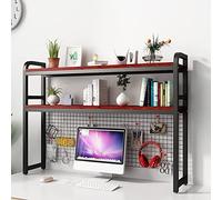 Bibliothèque de bureau réglable avec grille de rangement multi-niveaux pour ordinateur, fournitures de bureau à domicile, décoration de dortoir.