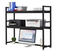 Bibliothèque De Bureau Réglable - Bibliothèque À 2 Niveaux Pour Bureau D'ordinateur, Étagère De Comptoir Polyvalente, Étagère De Rangement En Bois Et Métal, Pour La Maison/le Dortoir(A,95X30X90CM)