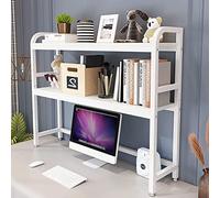 Bibliothèque de bureau réglable - Bibliothèque en bois et métal pour bureau à domicile, étagère de rangement et d'exposition, clapier de comptoir élégant, organisateur peu encombrant