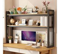 Bibliothèque de bureau réglable - Étagère de bureau à 2 niveaux pour ranger des fournitures de bureau et des accessoires, idéale pour bureau d'ordinateur et étagère de bibliothèque