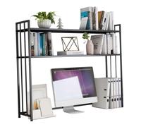 Bibliothèque De Comptoir Pour Bureau D'ordinateur - Étagère De Rangement De Bureau À 2 Niveaux, Étagère De Bureaus Réglable, Étagère De Rangement Polyvalente Pour Fournitures De Table(50X25X90CM)