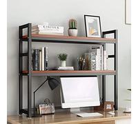 Bibliothèque De Comptoir Réglable À 2 Niveaux - Bibliothèque De Bureau En Métal Pour Bureaux D'ordinateur, Support D'imprimante De Table, Présentoir De Rangement De Table Ouvert(H,75X24X90cm)