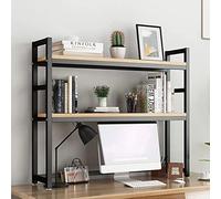 Bibliothèque De Comptoir Réglable À 2 Niveaux - Bibliothèque De Bureau En Métal Pour Bureaux D'ordinateur, Support D'imprimante De Table, Présentoir De Rangement De Table Ouvert(F,55X24X90cm)