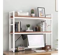 Bibliothèque De Comptoir Réglable À 2 Niveaux - Bibliothèque De Bureau En Métal Pour Bureaux D'ordinateur, Support D'imprimante De Table, Présentoir De Rangement De Table Ouvert(G,55X24X90cm)