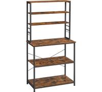 Bibliothèque de cuisine Loft 6 étagères rustique brun-noir acier 167 cm
