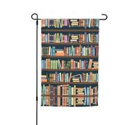 Bibliothèque de dessin animé, drapeau de jardin, terrasse, pelouse, décoration de jardin, bannière de bienvenue