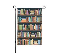 Bibliothèque de dessin animé imprimé drapeau de jardin 30 x 45 cm double face petite toile de jute cour extérieur extérieur décoration intérieure