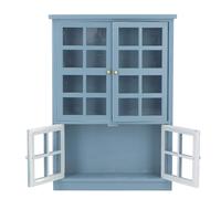 Bibliothèque de Maison de Poupée Bleu foncé, Vitrine Miniature en Bois, Conception à Trois Couches pour les Décorations de Poupées