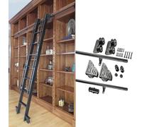 Bibliothèque De Matériel D’échelle Roulante De 3,3 à 20 Pieds, Kit De Quincaillerie D’échelle Coulissante, Rail De Rail Rond, Rail D’échelle Mobile avec Roues, 6.6ft/200cm Track Kit