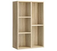 Bibliothèque de Rangement avec 5 Compartiments, Couleur Chêne