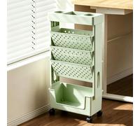 Bibliothèque de Rangement Mobile, Organiseur Mobile,Vert,Basic | Grande capacité, avec étagères en plastique amovibles et roues verrouillables, gain de place, pour salon, bureau, école