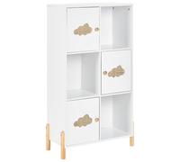 Bibliothèque de Rangement pour Chambre d'Enfant Motif Nuageux Pieds enBois Blanc