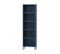 Jan Nowak Bibliotheque Etagere Rangement et Métal - Mario | 4 Étagères Réglables (4x30 kg), Montage Mural | Bibliothèque Meuble de Rangement pour Salon, Industriel | 50 x 180 x 35 cm | Bleu Foncé