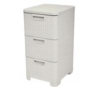 Bibliothèque de style Curver avec trois tiroirs, beige
