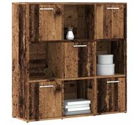 Bibliothèque de style industriel, aspect bois vieilli, 90 x 28 x 90 cm, en matériau robuste avec 9 compartiments, organiseur cube polyvalent pour livres et décoration