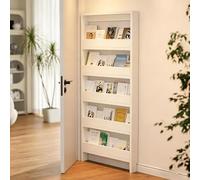 Bibliothèque derrière la porte ultra fine 12 cm - Bibliothèque de rangement en bois massif à 5 niveaux avec portes et panneaux arrière, adaptée aux chambres, couloirs et bureaux No Doors 80*12*180cm