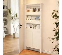Bibliothèque derrière la porte ultra fine 12 cm - Bibliothèque de rangement en bois massif à 5 niveaux avec portes et panneaux arrière, adaptée aux chambres, couloirs et bureaux Two Doors 80*12*180cm