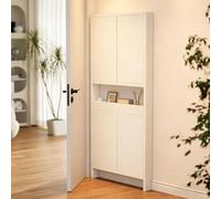 Bibliothèque derrière la porte ultra fine 12 cm - Bibliothèque de rangement en bois massif à 5 niveaux avec portes et panneaux arrière, adaptée aux chambres, couloirs et bureau Four Doors 80*12*180cm