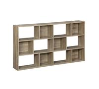 Bibliothèque design asymétrique naturelle Pieter 3 étagères 12 compartiments de rangement
