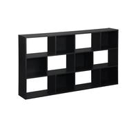 sweeek - Bibliothèque Design asymétrique Noire. Pieter. 3 étagères. 12 Compartiments de Rangement