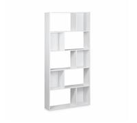 Bibliothèque design asymétrique - Pieter - 5 étagères. 10 compartiments de rangement blanc