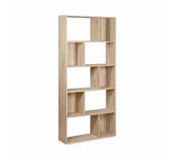 Bibliothèque design asymétrique - Pieter - 5 étagères. 10 compartiments de rangement naturel