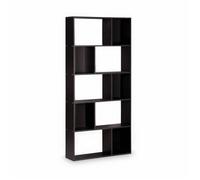 sweeek | Bibliothèque design asymétrique - Pieter - 5 étagères 10 compartiments de rangement 83x23x173cm Noir G