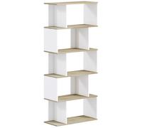 HOMCOM Bibliothèque Meuble de Rangement Style scandinave avec 5 étagères Anti-basculement Charge 25 kg pour Bureau Salon Chambre 70x29,5x163 cm Aspect Bois et Blanc