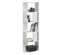 Bibliothèque Design pour Salon Étagère Style Original en Panneau de Particules Mélaminé jusqu'à 5 kg Charge par Compartiment 159 x 45 x 24 cm Blanc