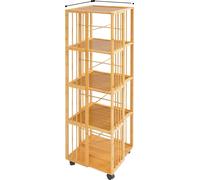 Bibliothèque, design rotatif, mobile avec roues, jaune clair