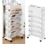 Bibliothèque D'étagère D'entrepôt Roulable Grands Niveaux de Standtegal 5/6 avec des Rôles pour étudier, Bureau, Salon (6 couches)