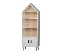 Bibliothèque Dream 5 étagères et 2 portes - H. 142 cm - Bois et Blanc