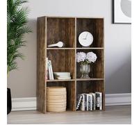 Bibliothèque Durham à 6 cubes en bois foncé - Étagère de rangement moderne pour bureau ou salon