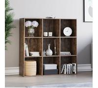 Bibliothèque Durham à 9 cubes en bois foncé - Étagère de rangement moderne pour bureau ou salon