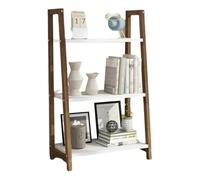 Bibliothèque échelle autonome - Rangement élégant pour salon, chambre à coucher, cuisine et support pour plantes - Marron rustique - 50 x 30 x 90 cm