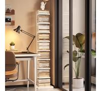 Bibliothèque échelle étroite en bois du milieu du siècle avec dispositif anti-basculement, base épaisse de 4 cm pour petit espace, salon, bureau, chambre à coucher