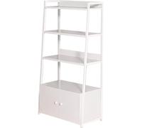 Bibliothèque échelle ouverte à 4 niveaux avec tiroirs de rangement, étagère industrielle autonome, présentoir moderne pour salon, chambre, bureau à domicile, salle de bain