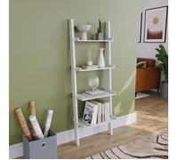 Bibliothèque échelle York à 4 niveaux blanche - Étagère inclinée moderne pour bureau ou salon