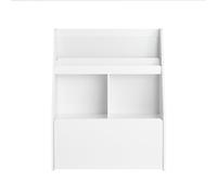 Bibliothèque Effet Bois Blanc À Roulettes 1 Tiroir 2 Compartiments Blanc