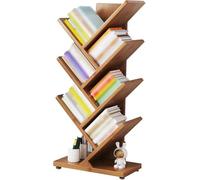 Bibliothèque en bambou naturel pour salon, chambre à coucher, bureau à domicile - Bibliothèque peu encombrante avec assemblage facile, organisation des livres, des plantes, décoration (éco-frien