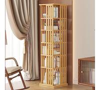 Bibliothèque en bambou rotative à 360°, design ouvert, étagère de rangement rotative pour la maison ou le bureau, idéale pour organiser des livres et plus encore