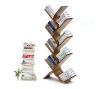 Bibliothèque en bambou sur pied pour organiser livres, CD, DVD - Idéal pour le bureau à domicile, le salon, la chambre à coucher, le lieu de lecture