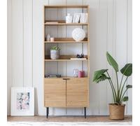 Happy Garden Bibliothèque STINNA en bois 4 étagères 2 portes 80×30×200 cm style scandinave