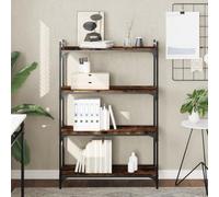 Bibliothèque en bois à 4 niveaux avec 4 étagères de rangement - Étagère de cuisine fine finition chêne fumé - 80 x 30 x 120 cm - Organiseur élégant pour la maison et le bureau