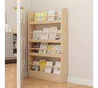 Bibliothèque en bois à 4 niveaux pour économiser de l'espace derrière la porte - Étagère de rangement pour salon d'enfants - 50 x 9,9 x 120,1 cm (L x P x H)