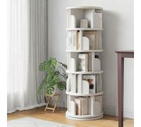 Bibliothèque en bois à 5 couches réglable rotative à 360° pour salon, cuisine, maison, bureau - Bibliothèque en bois massif (blanc)