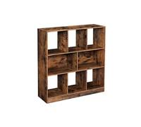 Bibliothèque en bois avec cubes ouverts et étagères 86 x 28 x 94,5 cm (L x l x H), Marron rustique LBC52BX