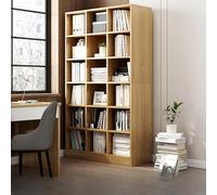 Bibliothèque en bois avec plusieurs grilles et panneaux arrière, étagères de rangement d'angle pour présenter, base surélevée pour plus de stabilité, idéale pour n'importe quelle décoration de pièce