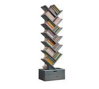 Bibliothèque en bois avec tiroir, bibliothèque verticale moderne, autoportante pour la maison, le bureau, le salon, la chambre à coucher, rangement élégant pour livres et décoration