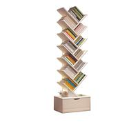 Bibliothèque en bois avec tiroir, nizer verticale, moderne, bibliothèque autoportante, rangement élégant pour la maison, le bureau, le salon et la chambre à coucher